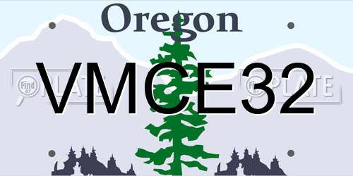 VMCE32 Oregon License Plate