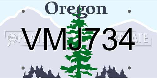 VMJ734 Oregon License Plate