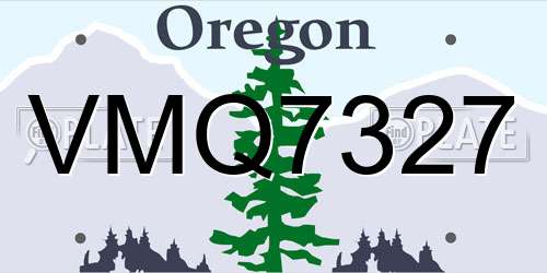 VMQ7327 Oregon License Plate