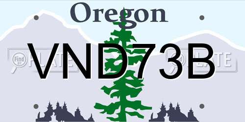 VND73B Oregon License Plate
