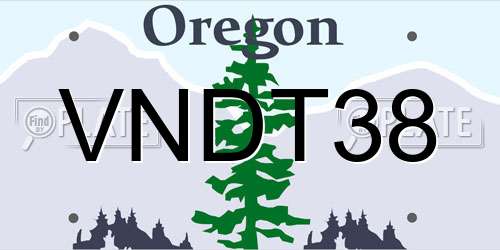 VNDT38 Oregon License Plate