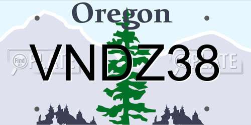 VNDZ38 Oregon License Plate
