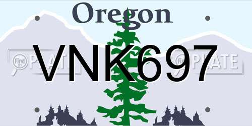 VNK697 Oregon License Plate