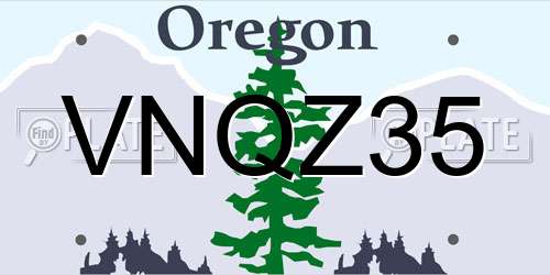 VNQZ35 Oregon License Plate