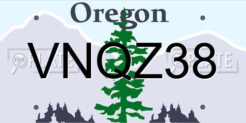 VNQZ38 Oregon License Plate