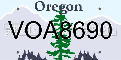 VOA8690 Oregon License Plate
