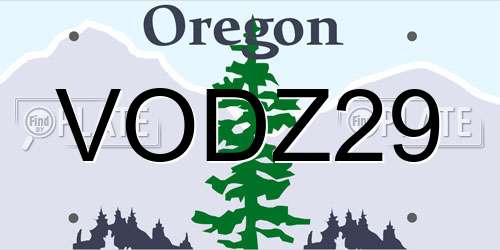VODZ29 Oregon License Plate