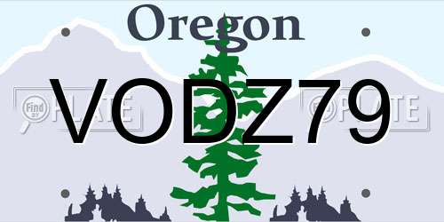 VODZ79 Oregon License Plate
