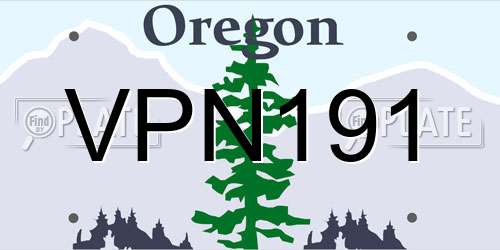 VPN191 Oregon License Plate