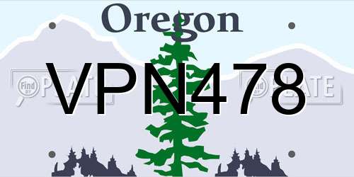 VPN478 Oregon License Plate