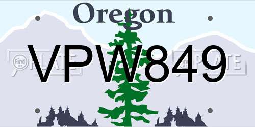 VPW849 Oregon License Plate