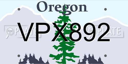 VPX892 Oregon License Plate