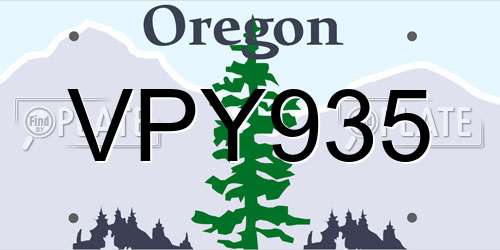 VPY935 Oregon License Plate