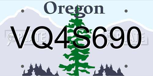 VQ4S690 Oregon License Plate