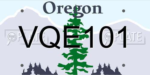 VQE101 Oregon License Plate