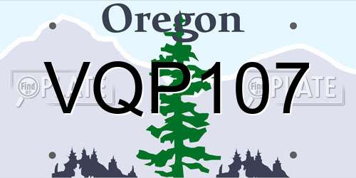 VQP107 Oregon License Plate