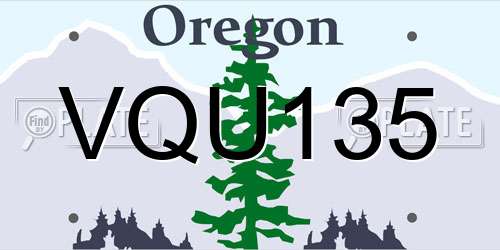 VQU135 Oregon License Plate