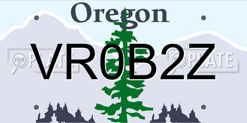 VR0B2Z Oregon License Plate