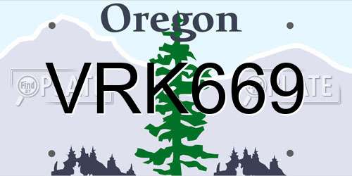 VRK669 Oregon License Plate