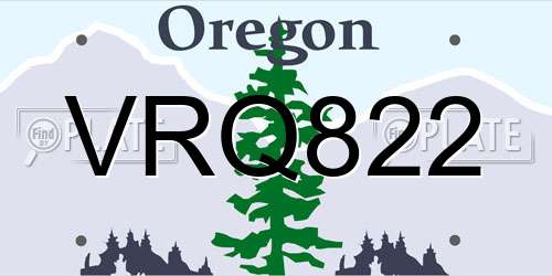 VRQ822 Oregon License Plate