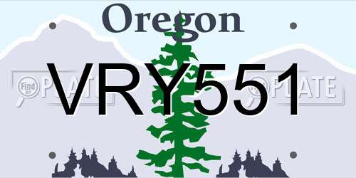 VRY551 Oregon License Plate