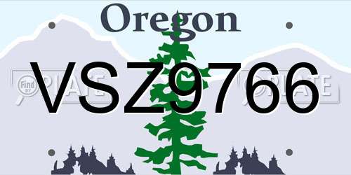 VSZ9766 Oregon License Plate