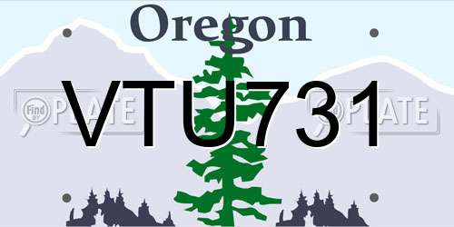 VTU731 Oregon License Plate