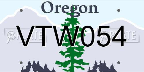 VTW054 Oregon License Plate