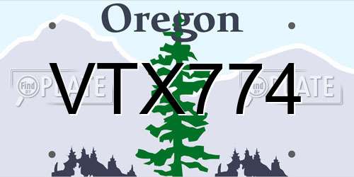 VTX774 Oregon License Plate