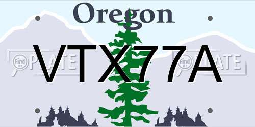 VTX77A Oregon License Plate
