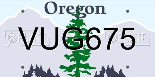 VUG675 Oregon License Plate