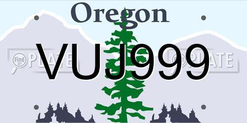 VUJ999 Oregon License Plate
