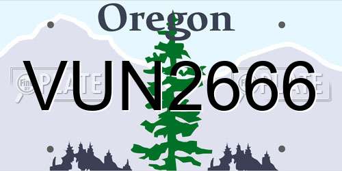 VUN2666 Oregon License Plate