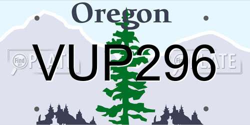 VUP296 Oregon License Plate