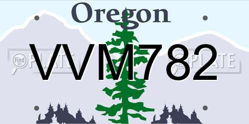 VVM782 Oregon License Plate