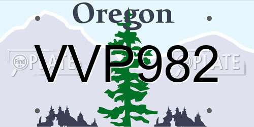 VVP982 Oregon License Plate
