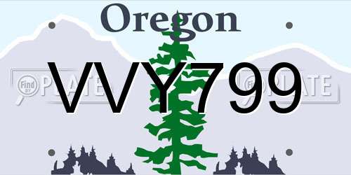 VVY799 Oregon License Plate