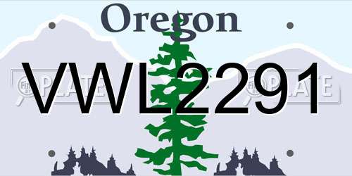VWL2291 Oregon License Plate