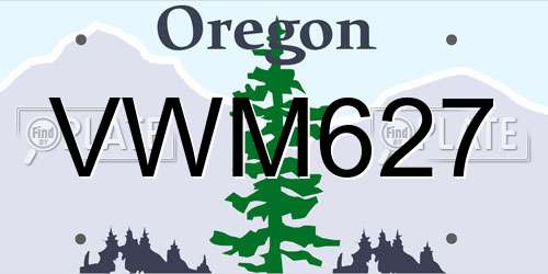 VWM627 Oregon License Plate