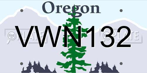 VWN132 Oregon License Plate