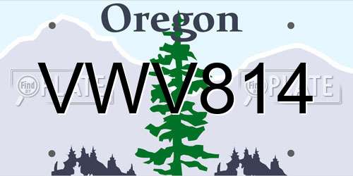 VWV814 Oregon License Plate