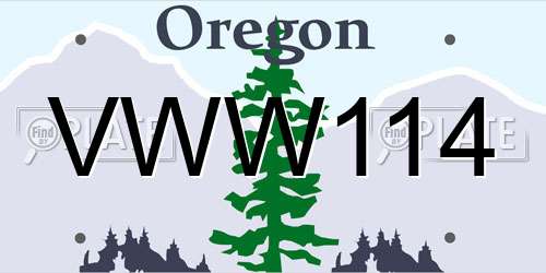 VWW114 Oregon License Plate