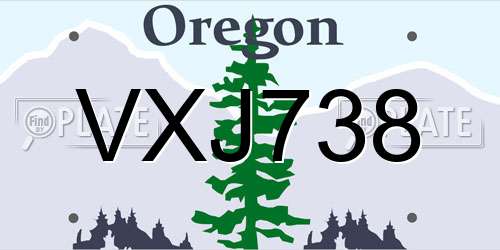 VXJ738 Oregon License Plate