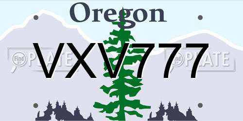 VXV777 Oregon License Plate