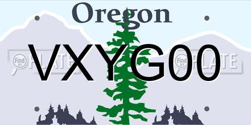 VXYG00 Oregon License Plate