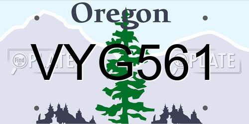VYG561 Oregon License Plate