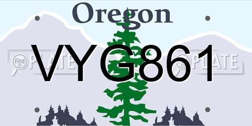 VYG861 Oregon License Plate