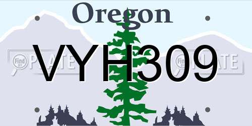 VYH309 Oregon License Plate