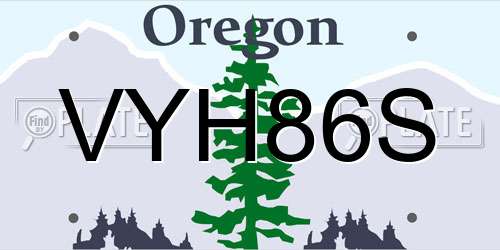 VYH86S Oregon License Plate