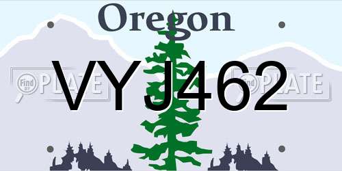 VYJ462 Oregon License Plate